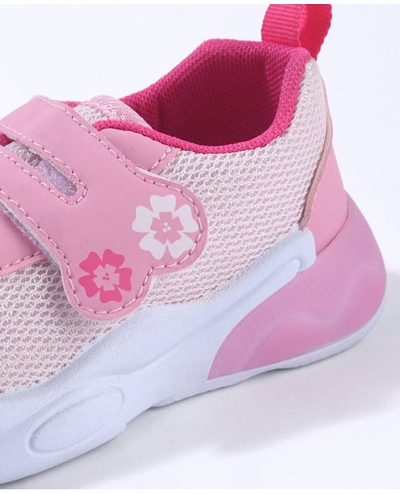 Cute Walk by Babyhug Sneaker Shoes With Velcro Closure & Floral Print - Pink