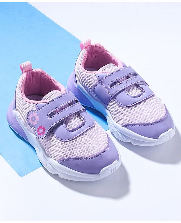Cute Walk by Babyhug Sneaker Shoes With Velcro Closure & Floral Print - Pink