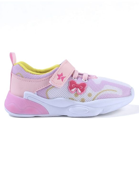 Cute Walk by Babyhug Velcro Closure Sneaker Shoes with Bow Patch - Pink
