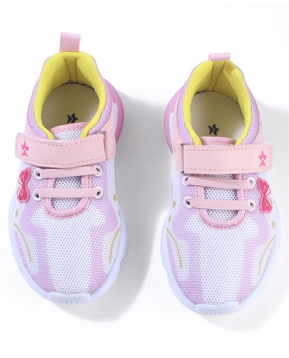 Cute Walk by Babyhug Velcro Closure Sneaker Shoes with Bow Patch - Pink