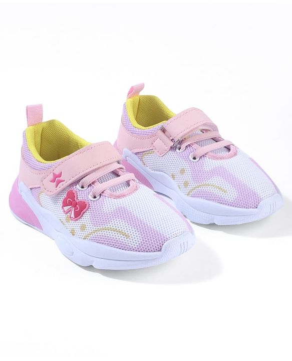 Cute Walk by Babyhug Velcro Closure Sneaker Shoes with Bow Patch - Pink
