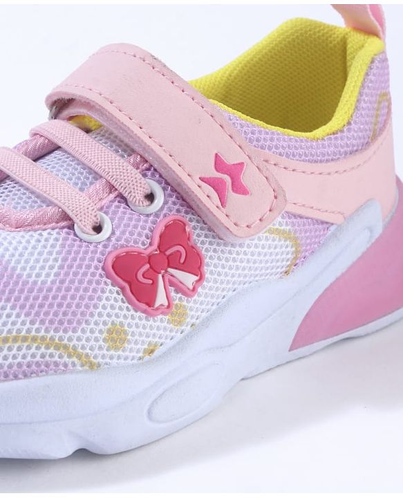 Cute Walk by Babyhug Velcro Closure Sneaker Shoes with Bow Patch - Pink