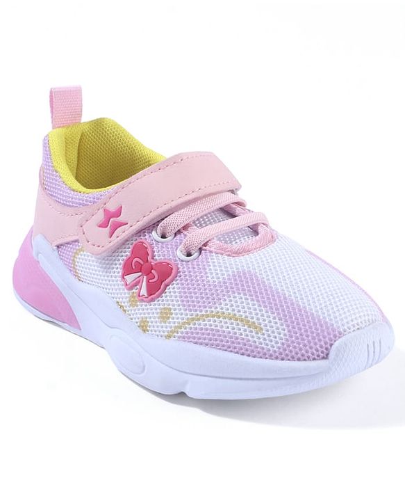 Cute Walk by Babyhug Velcro Closure Sneaker Shoes with Bow Patch - Pink