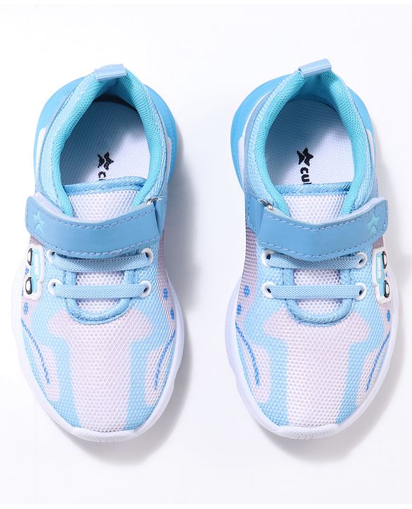 Cute Walk by Babyhug Velcro Closure Sneaker Shoes with Vehicle Patch - Blue