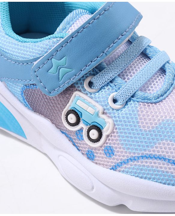 Cute Walk by Babyhug Velcro Closure Sneaker Shoes with Vehicle Patch - Blue