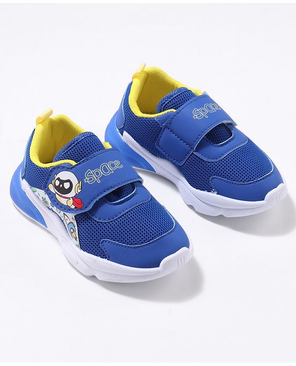 Cute Walk by Babyhug Velcro Closure Sneaker Shoes with Space Theme Print - Blue