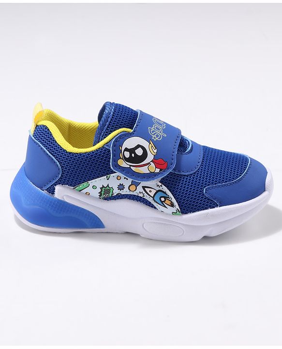 Cute Walk by Babyhug Velcro Closure Sneaker Shoes with Space Theme Print - Blue