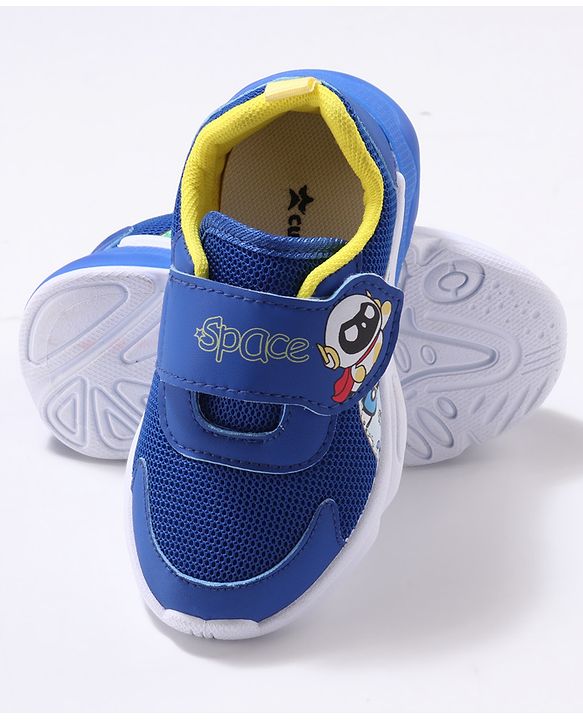 Cute Walk by Babyhug Velcro Closure Sneaker Shoes with Space Theme Print - Blue