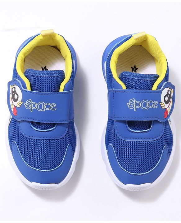 Cute Walk by Babyhug Velcro Closure Sneaker Shoes with Space Theme Print - Blue