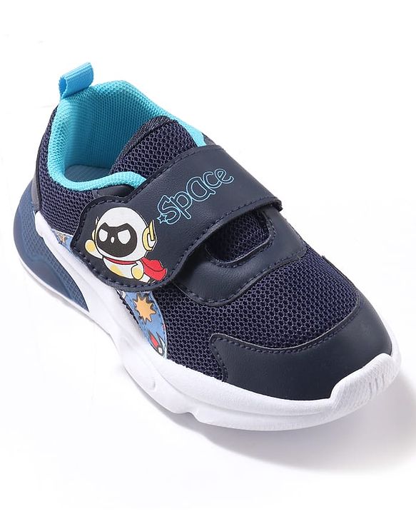 Cute Walk by Babyhug Velcro Closure Sneaker Shoes with Space Theme Print - Blue
