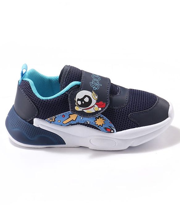 Cute Walk by Babyhug Velcro Closure Sneaker Shoes with Space Theme Print - Blue