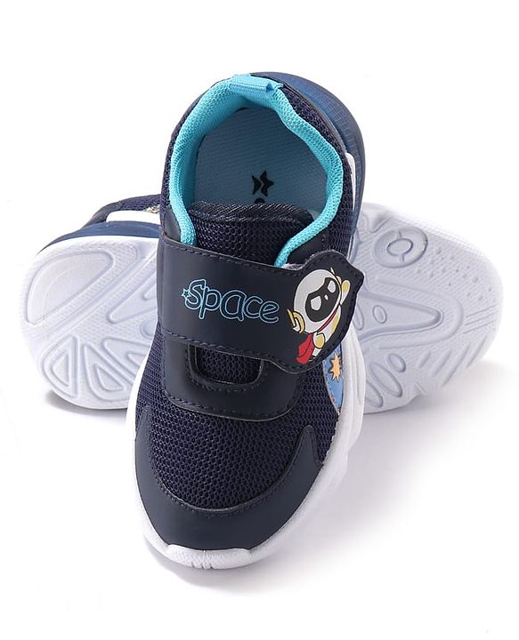 Cute Walk by Babyhug Velcro Closure Sneaker Shoes with Space Theme Print - Blue