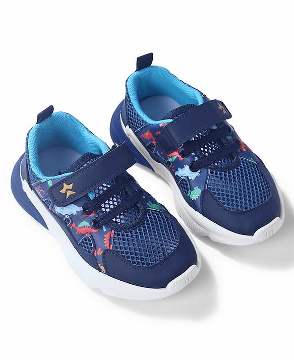 Cute Walk By Babyhug Velcro Closure Sneakers With Lace Detailing - Navy Blue