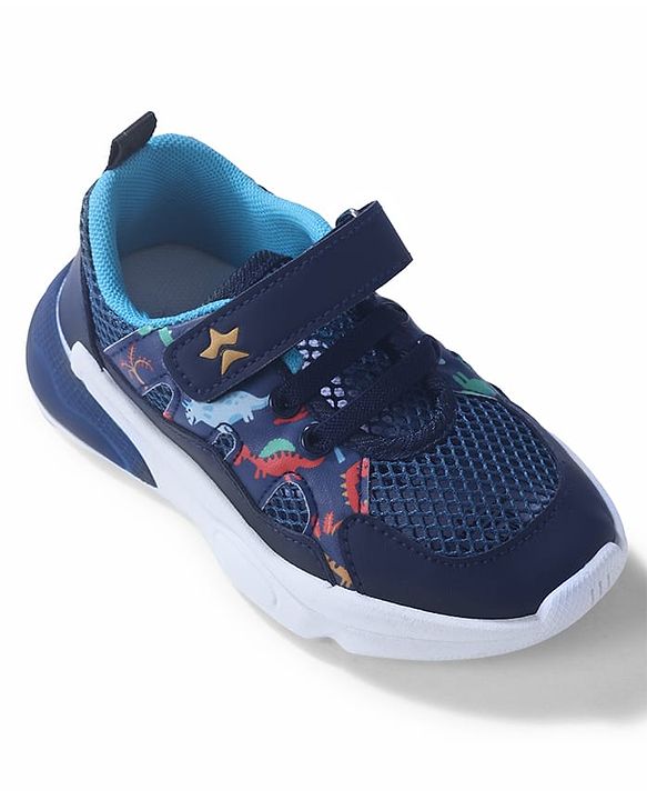 Cute Walk By Babyhug Velcro Closure Sneakers With Lace Detailing - Navy Blue