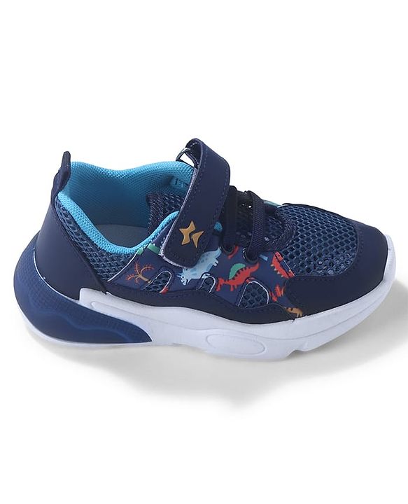 Cute Walk By Babyhug Velcro Closure Sneakers With Lace Detailing - Navy Blue