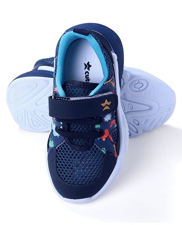 Cute Walk By Babyhug Velcro Closure Sneakers With Lace Detailing - Navy Blue
