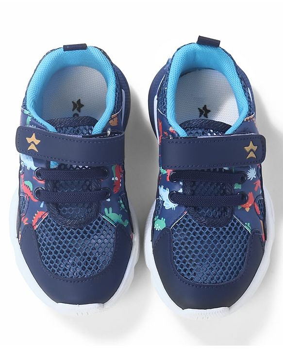 Cute Walk By Babyhug Velcro Closure Sneakers With Lace Detailing - Navy Blue