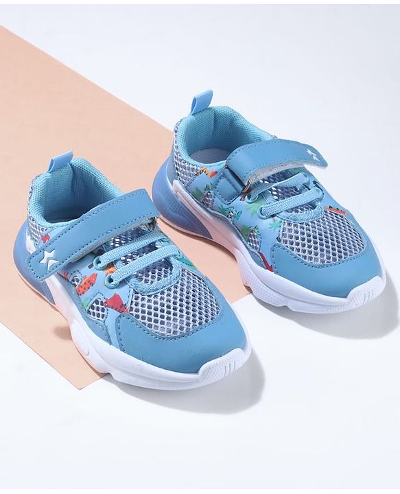 Cute Walk By Babyhug Velcro Closure Sneakers With Lace Detailing - Navy Blue