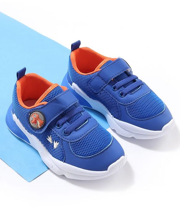 Cute Walk by Babyhug Sneaker with Velcro Closure & Dino Applique - Blue