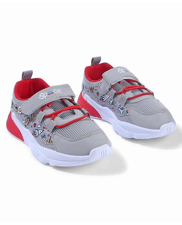 Cute Walk by Babyhug Velcro Closure Sneaker Shoes With Space Theme Print - Blue