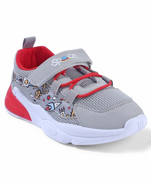 Cute Walk by Babyhug Velcro Closure Sneaker Shoes With Space Theme Print - Blue