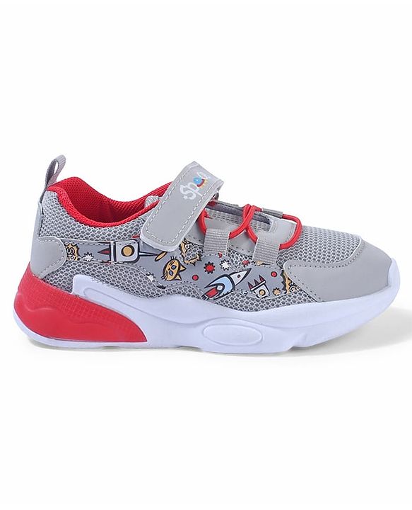 Cute Walk by Babyhug Velcro Closure Sneaker Shoes With Space Theme Print - Blue
