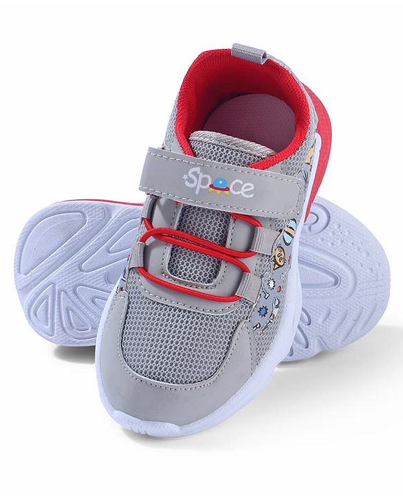 Cute Walk by Babyhug Velcro Closure Sneaker Shoes With Space Theme Print - Blue