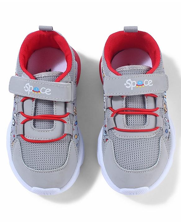 Cute Walk by Babyhug Velcro Closure Sneaker Shoes With Space Theme Print - Blue