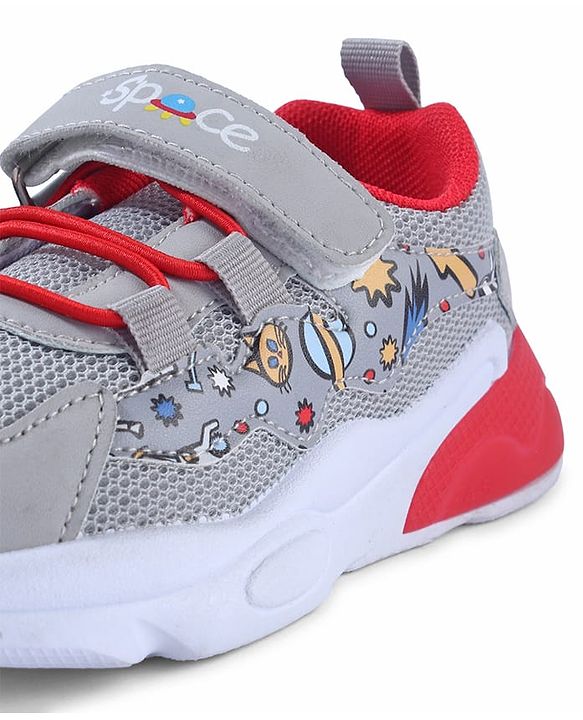 Cute Walk by Babyhug Velcro Closure Sneaker Shoes With Space Theme Print - Blue