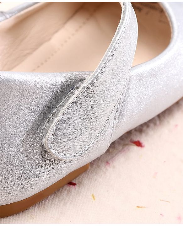 Cute Walk by Babyhug Ballerina With Velcro Closure and Floral Applique - Silver