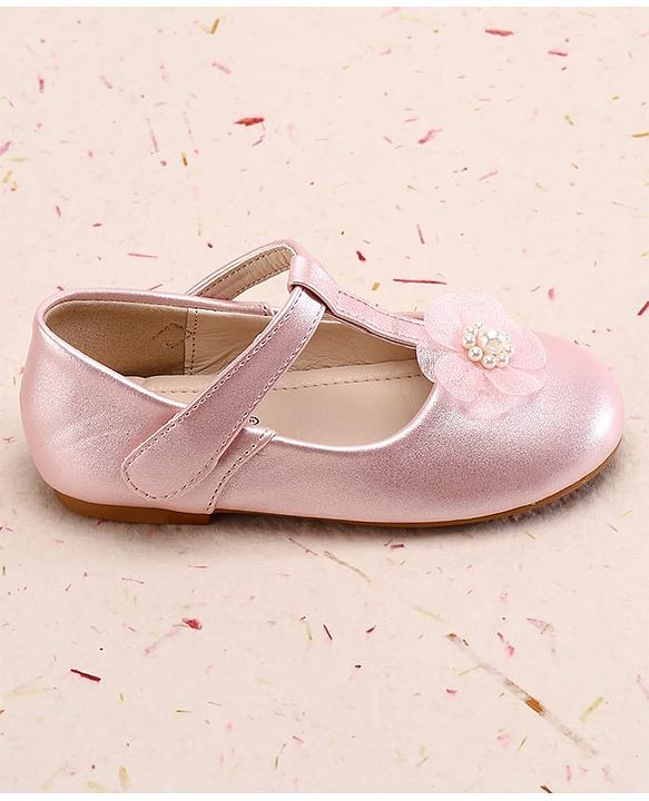 Cute Walk by Babyhug Ballerina With Velcro Closure and Floral Applique - Silver