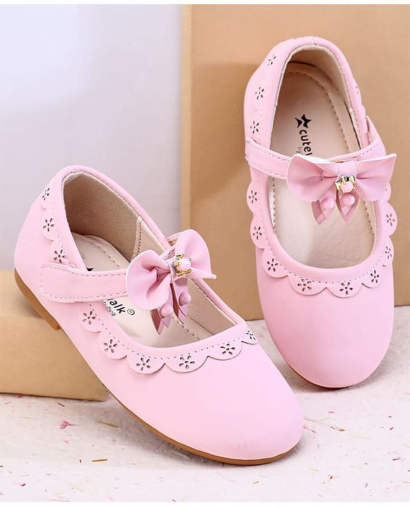 Cute Walk by Babyhug Velcro Closure Ballerina With Bow Applique - Pink