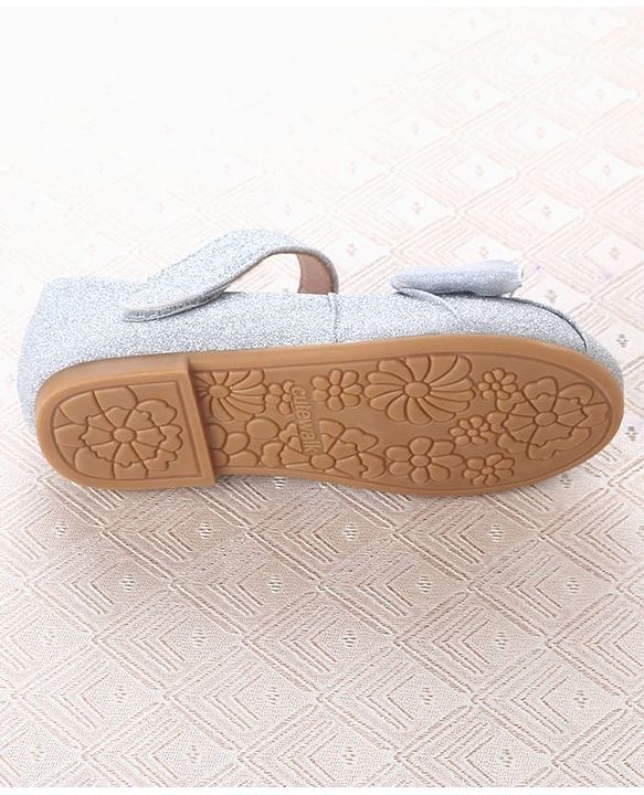 Cute Walk by Babyhug Velcro Closure Ballerina With Bow Applique - Silver