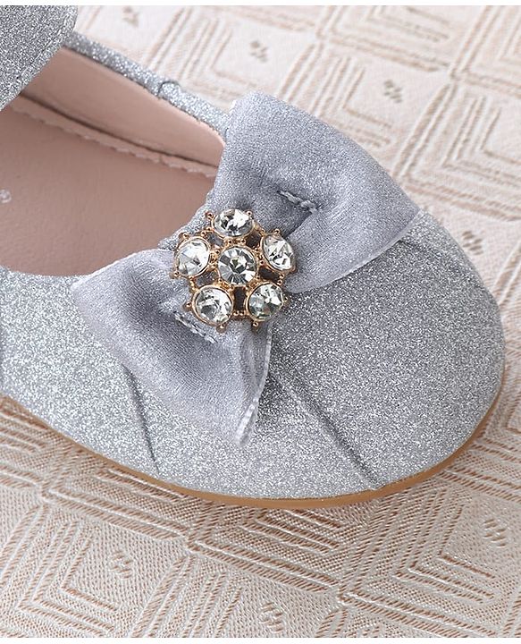 Cute Walk by Babyhug Velcro Closure Ballerina With Bow Applique - Silver