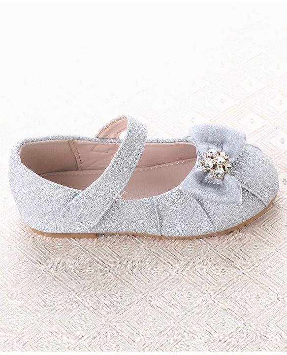 Cute Walk by Babyhug Velcro Closure Ballerina With Bow Applique - Silver