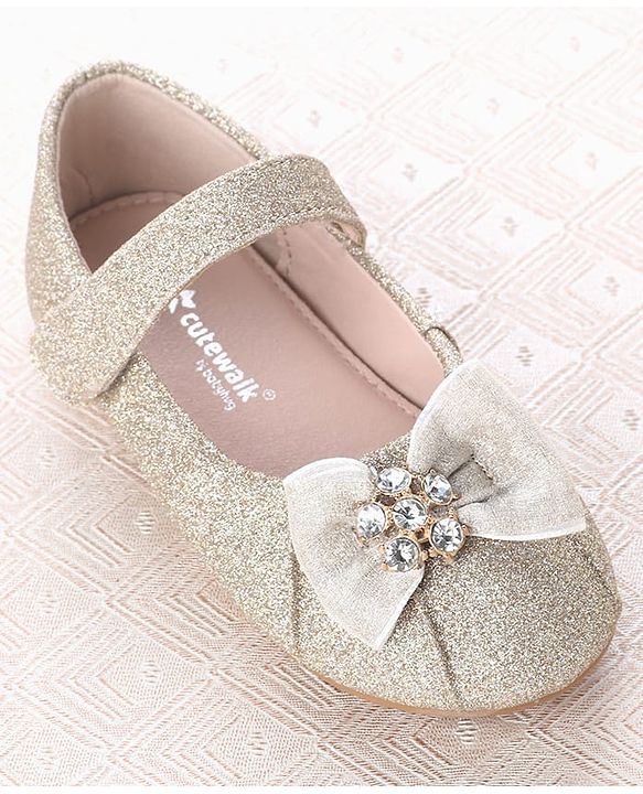 Cute Walk by Babyhug Velcro Closure Ballerina With Bow Applique - Silver