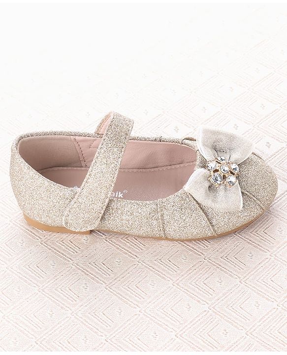 Cute Walk by Babyhug Velcro Closure Ballerina With Bow Applique - Silver