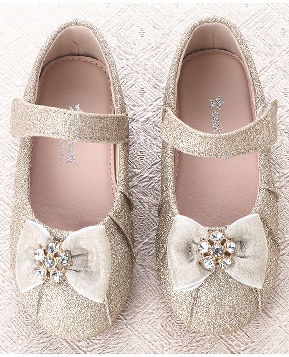 Cute Walk by Babyhug Velcro Closure Ballerina With Bow Applique - Silver