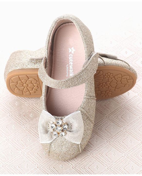 Cute Walk by Babyhug Velcro Closure Ballerina With Bow Applique - Silver