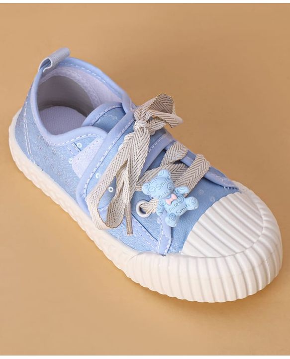 Cute Walk by Babyhug Casual Shoes with Velcro Closure & Teddy Applique - Blue