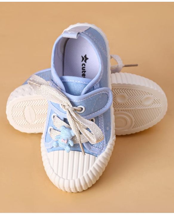 Cute Walk by Babyhug Casual Shoes with Velcro Closure & Teddy Applique - Blue