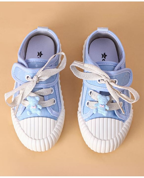 Cute Walk by Babyhug Casual Shoes with Velcro Closure & Teddy Applique - Blue