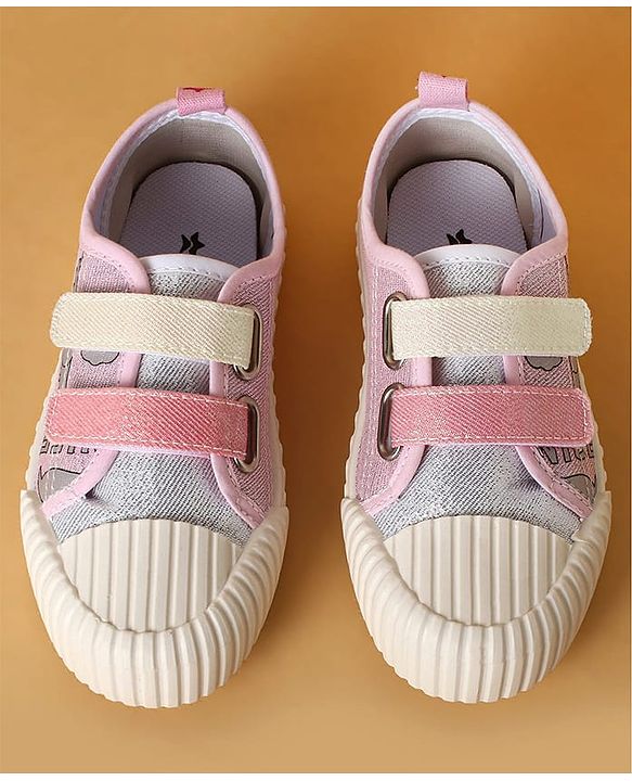 Cute Walk by Babyhug Casual Shoes with Velcro Closure & Glittery Cartoon Print - Pink