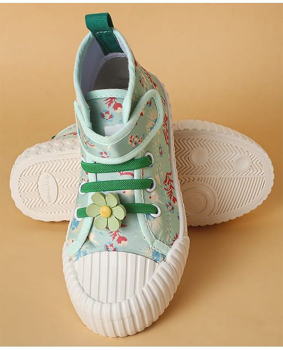 Cute Walk by Babyhug Casual Shoes with Velcro Closure Floral Applique - Blue