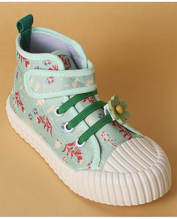Cute Walk by Babyhug Casual Shoes with Velcro Closure Floral Applique - Blue