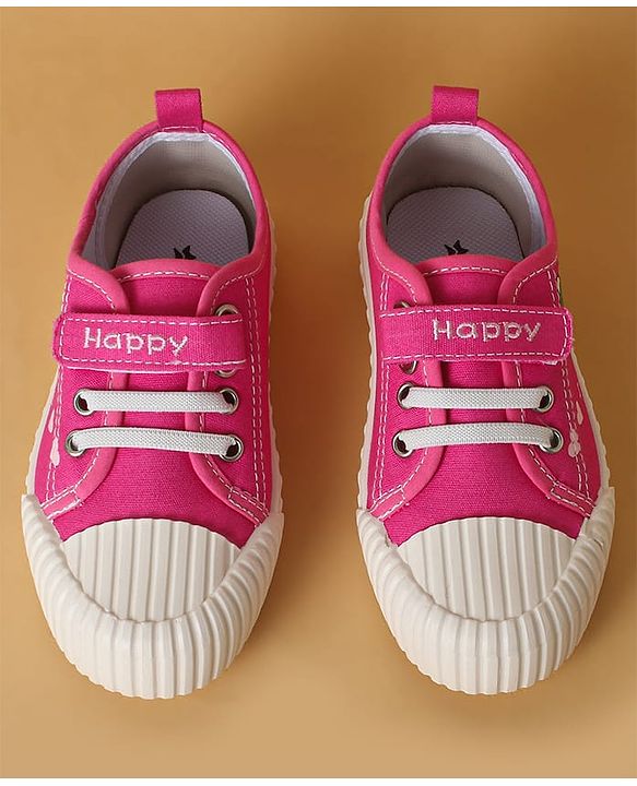 Cute Walk by Babyhug Casual Shoes with Velcro Closure & Dino Print - Fuchsia