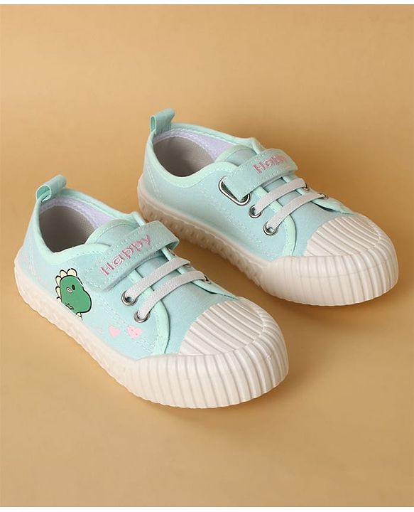Cute Walk by Babyhug Casual Shoes with Velcro Closure & Dino Print - Light Green