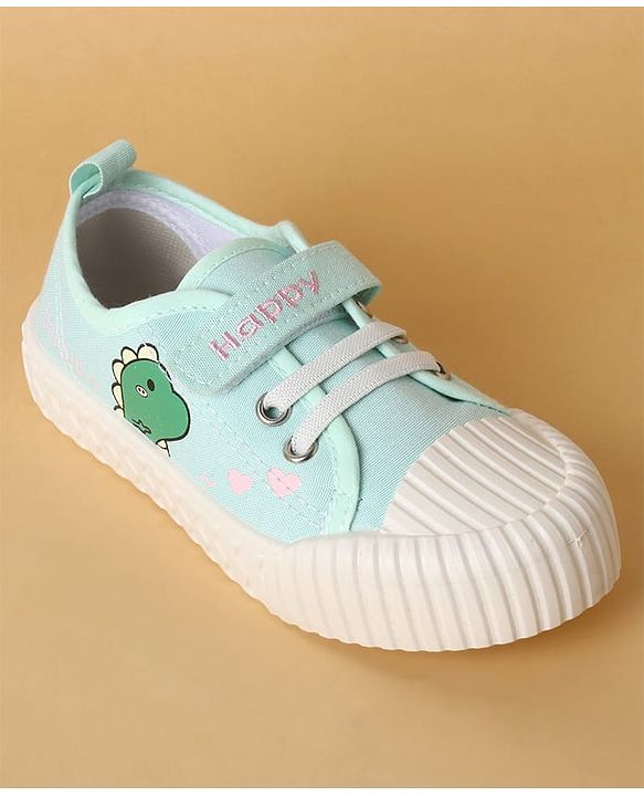 Cute Walk by Babyhug Casual Shoes with Velcro Closure & Dino Print - Light Green