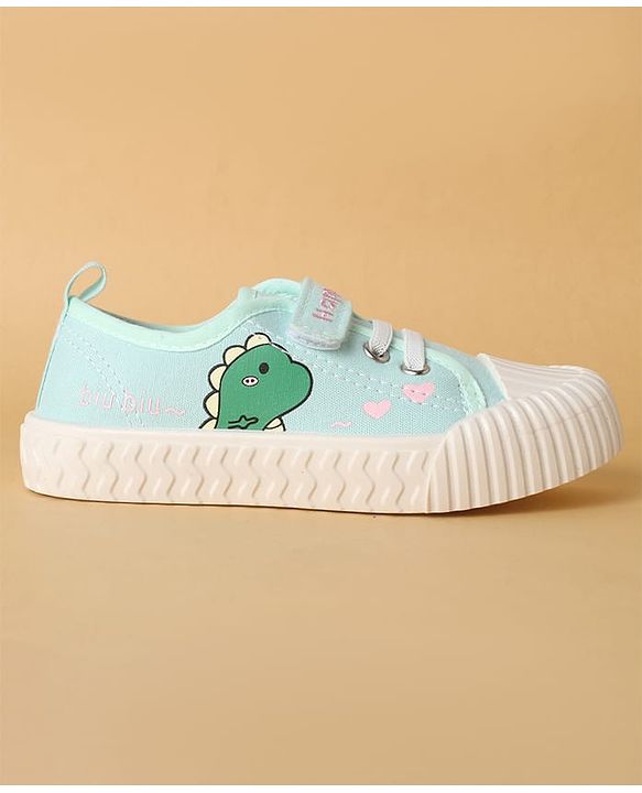 Cute Walk by Babyhug Casual Shoes with Velcro Closure & Dino Print - Light Green