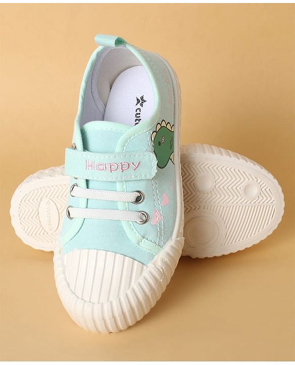 Cute Walk by Babyhug Casual Shoes with Velcro Closure & Dino Print - Light Green